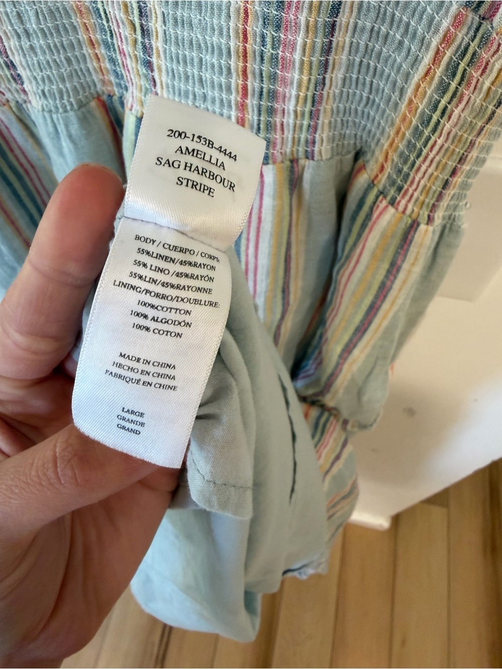 Rails Amelia Tiered Midi Dress Linen Blend Sag Harbour Stripe Women’s Size Large - Picture 5 of 6